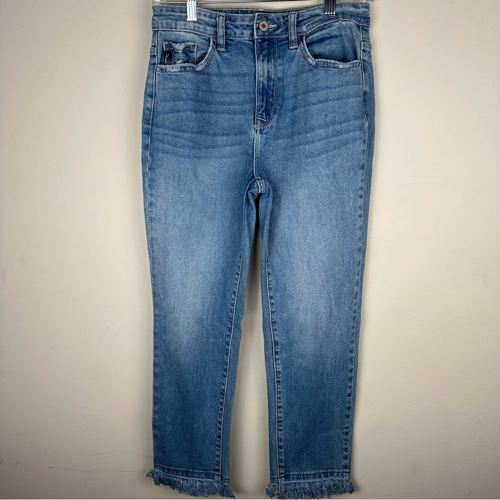 Kancan High Rise Frayed Hem Cropped Jeans Stretch 5/26